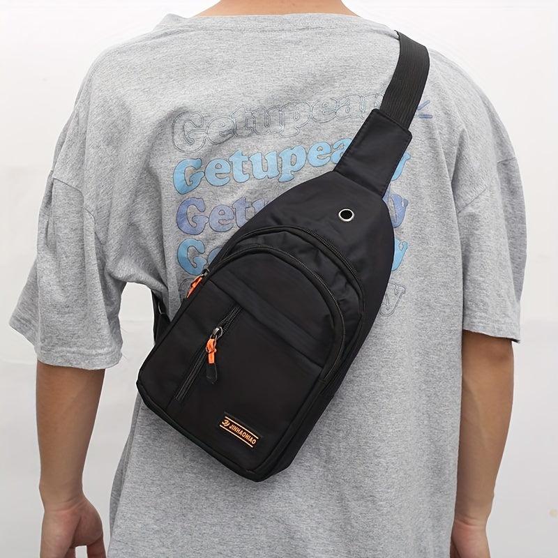 Men's Crossbody Bag With Earphone Hole For Outdoor Sports