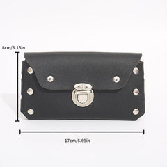 Men's Casual PU Leather Waist Bag Single Layer Rivet Mobile Phone Bag