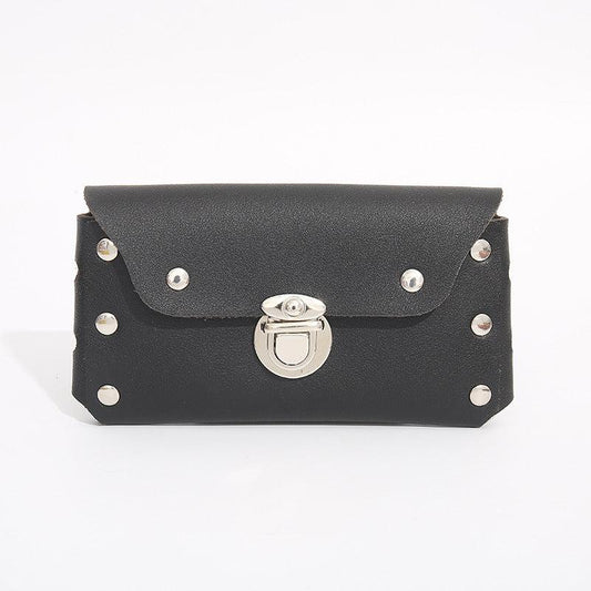 Men's Casual PU Leather Waist Bag Single Layer Rivet Mobile Phone Bag