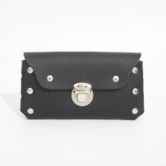 Men's Casual PU Leather Waist Bag Single Layer Rivet Mobile Phone Bag