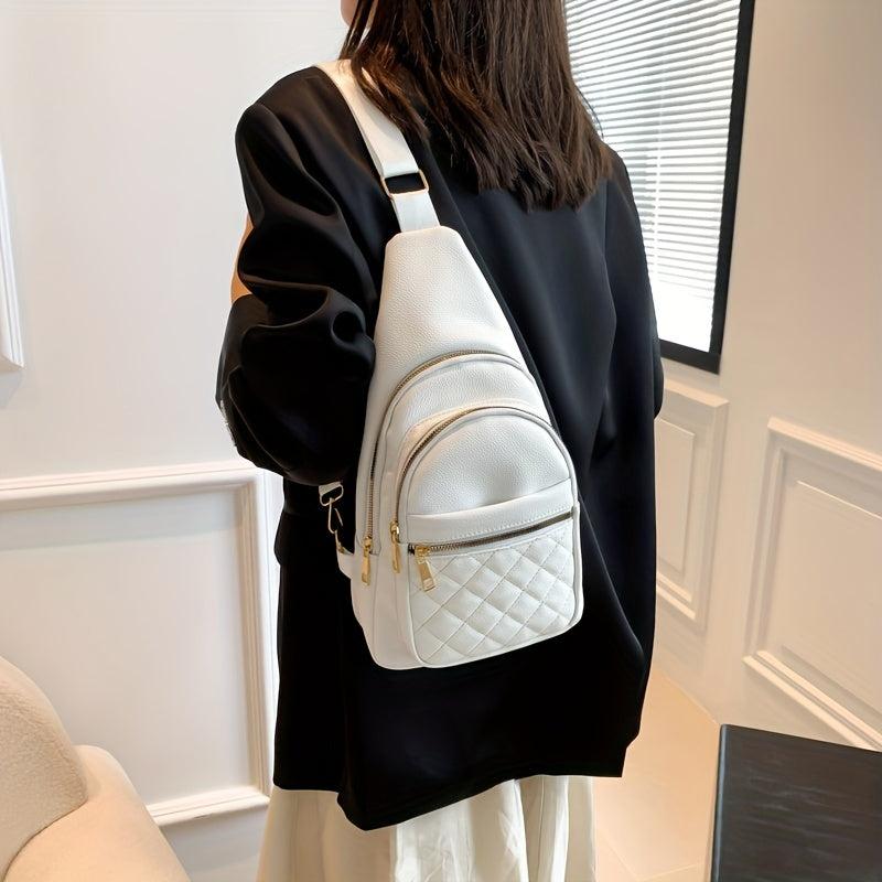 Argyle Chest Bag PU Leather Outdoor Single Shoulder Bag Crossbody Bag