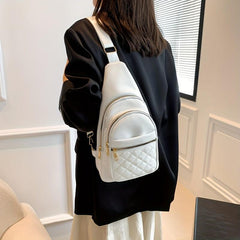 Argyle Chest Bag PU Leather Outdoor Single Shoulder Bag Crossbody Bag