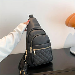 Argyle Chest Bag PU Leather Outdoor Single Shoulder Bag Crossbody Bag