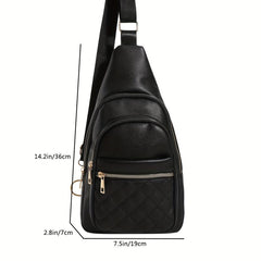 Argyle Chest Bag PU Leather Outdoor Single Shoulder Bag Crossbody Bag