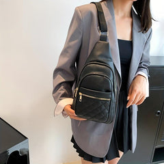 Argyle Chest Bag PU Leather Outdoor Single Shoulder Bag Crossbody Bag