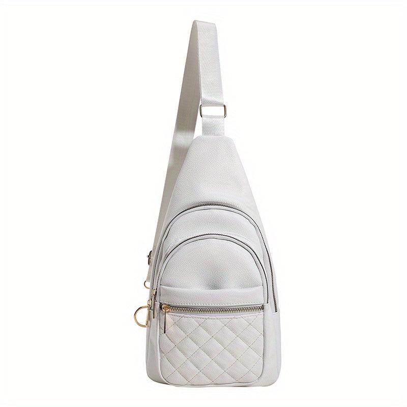 Argyle Chest Bag PU Leather Outdoor Single Shoulder Bag Crossbody Bag