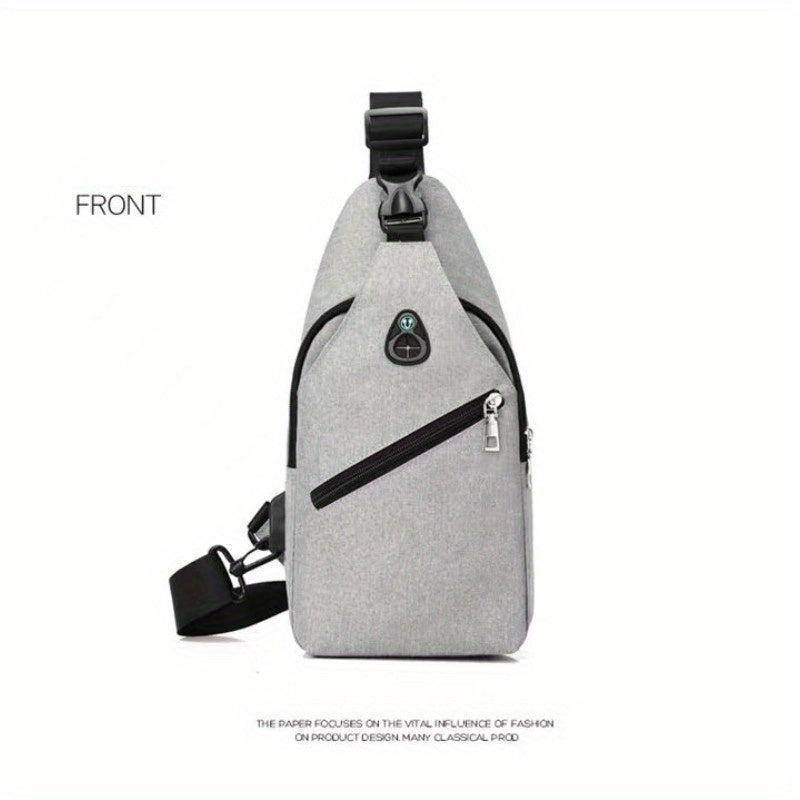 Men's Chest Bag With USB Charging Earphone Hole Outdoor Casual Crossbody Bag