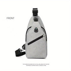 Men's Chest Bag With USB Charging Earphone Hole Outdoor Casual Crossbody Bag