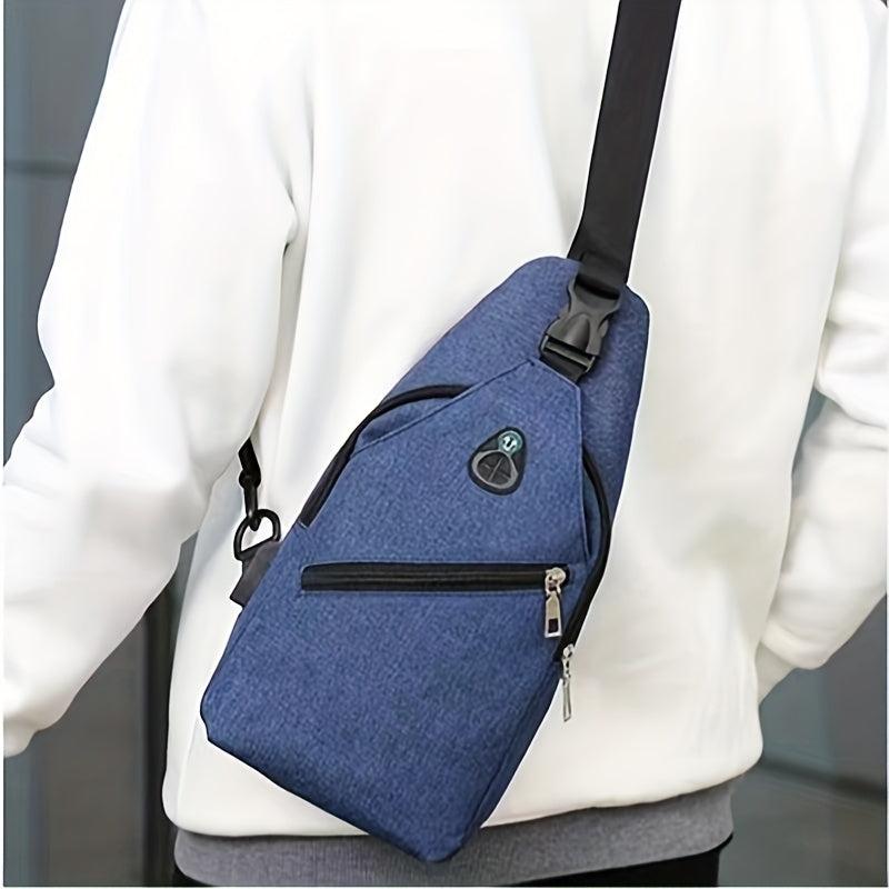Men's Chest Bag With USB Charging Earphone Hole Outdoor Casual Crossbody Bag