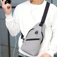 Men's Chest Bag With USB Charging Earphone Hole Outdoor Casual Crossbody Bag