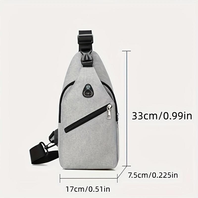 Men's Chest Bag With USB Charging Earphone Hole Outdoor Casual Crossbody Bag