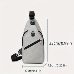 Men's Chest Bag With USB Charging Earphone Hole Outdoor Casual Crossbody Bag