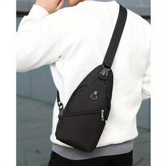 Men's Chest Bag With USB Charging Earphone Hole Outdoor Casual Crossbody Bag