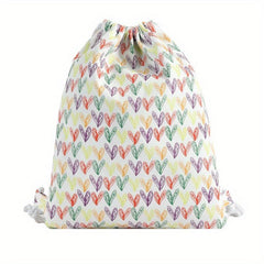 Pink Leopard Pattern Drawstring Backpack Lightweight Daypack
