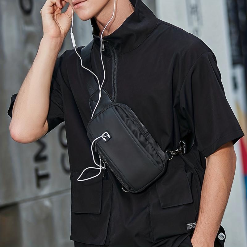 Men's Mini Chest Bag With Earphone Hole for Outdoor Sports