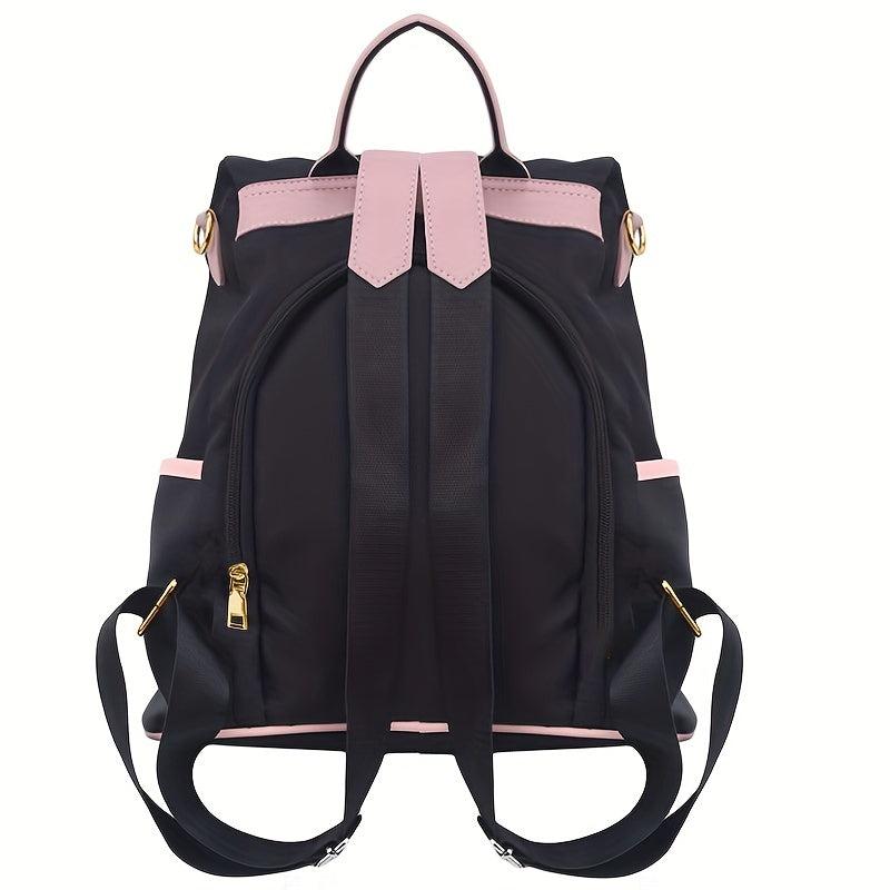 Casual Colorblock Zipper Backpack Women's Travel Bag