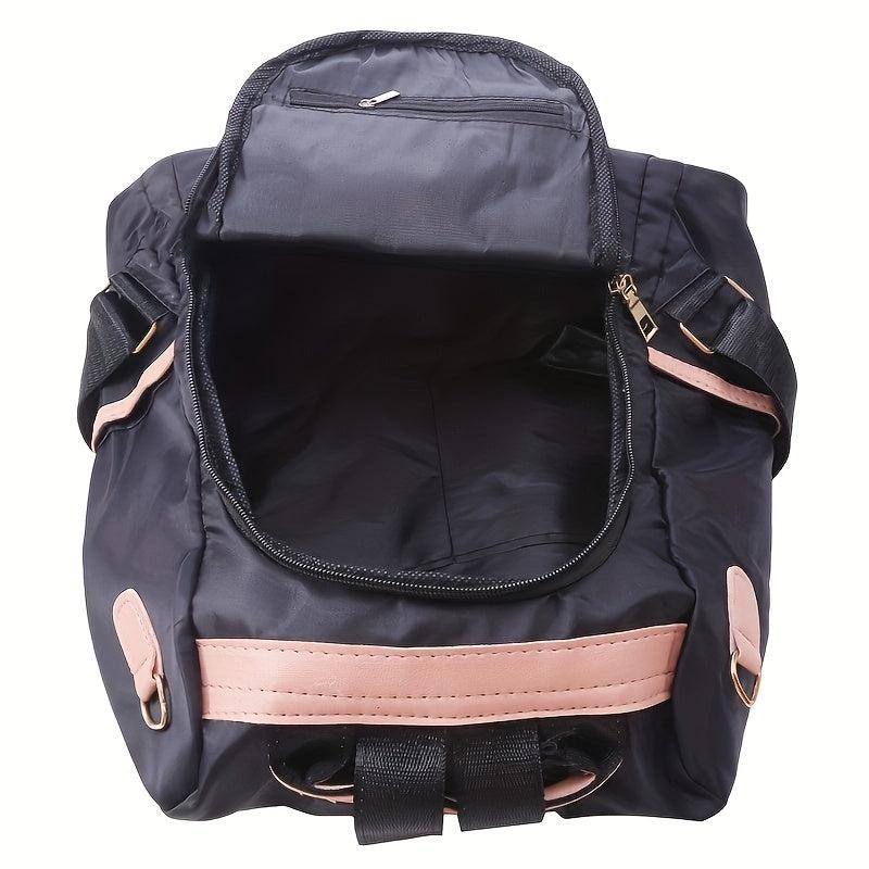 Casual Colorblock Zipper Backpack Women's Travel Bag