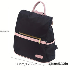 Casual Colorblock Zipper Backpack Women's Travel Bag