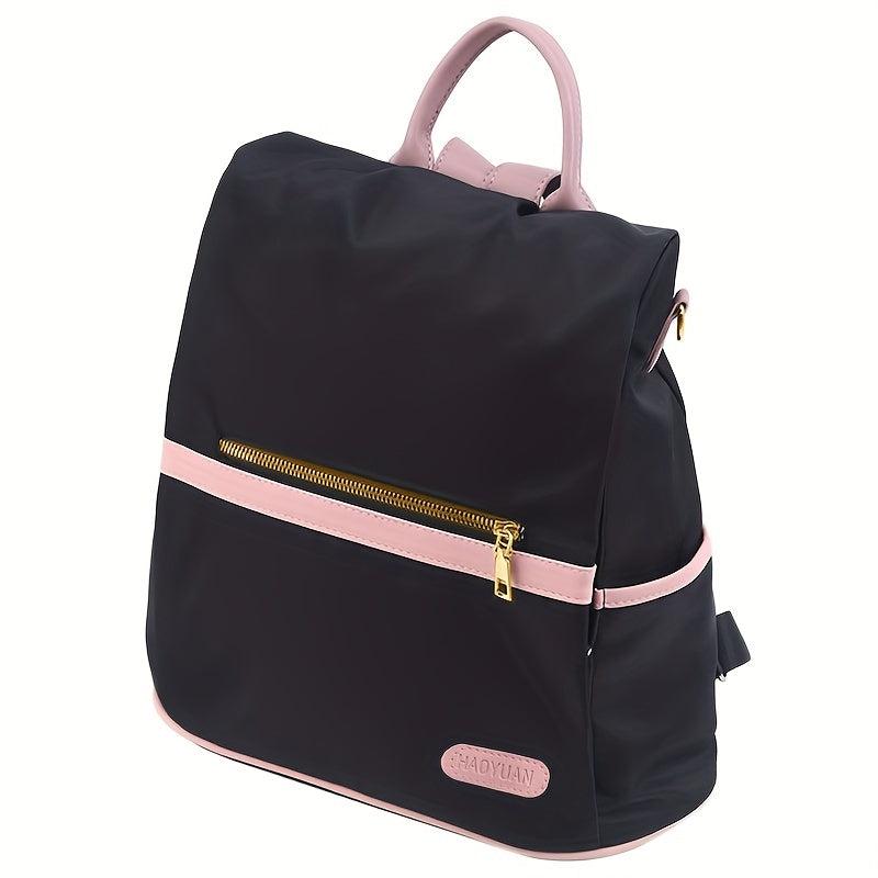 Casual Colorblock Zipper Backpack Women's Travel Bag