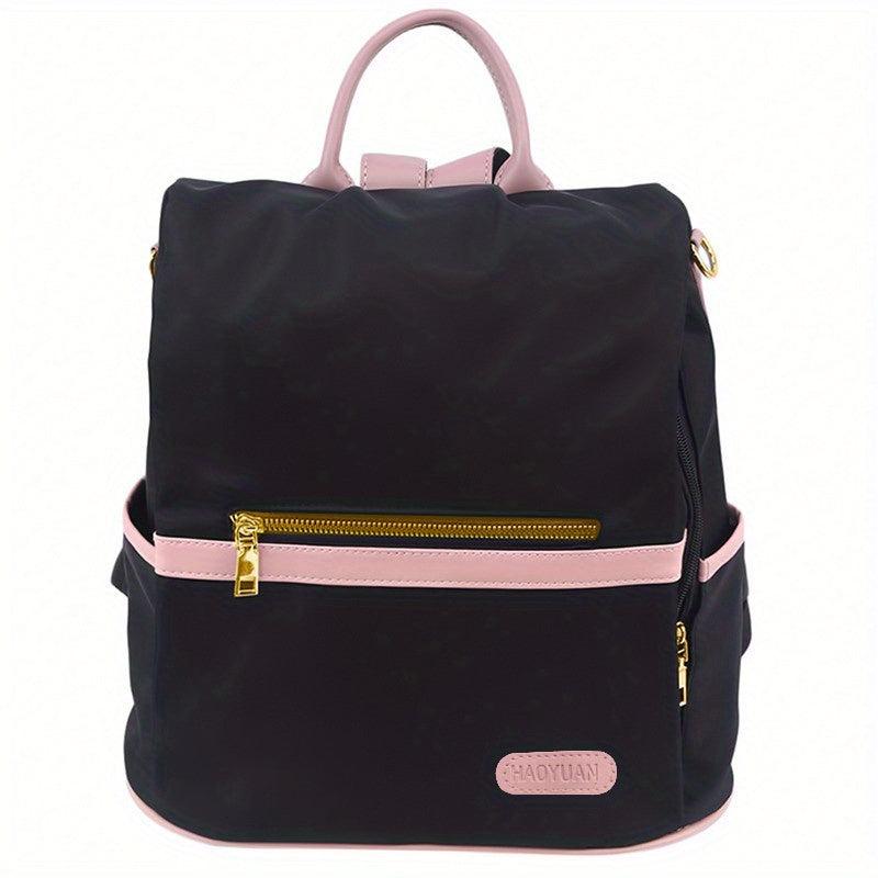 Casual Colorblock Zipper Backpack Women's Travel Bag