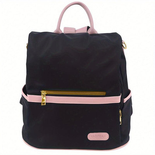 Casual Colorblock Zipper Backpack Women's Travel Bag