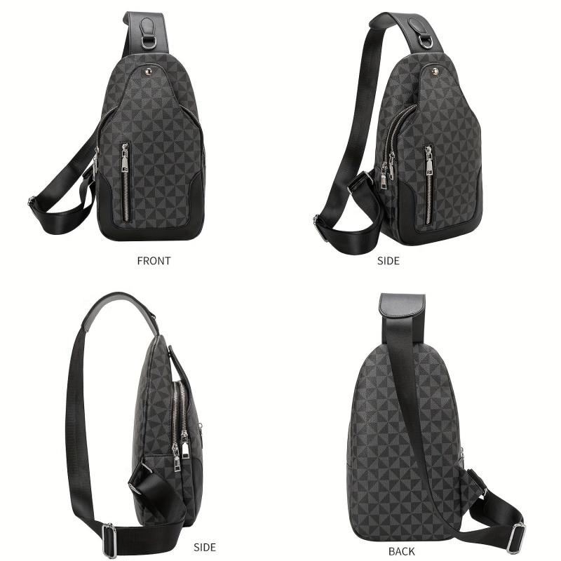 Men's Crossbody Chest Bag Large Checkered Backpack