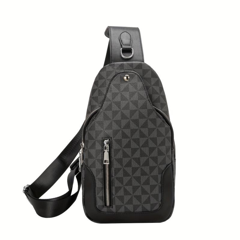 Men's Crossbody Chest Bag Large Checkered Backpack