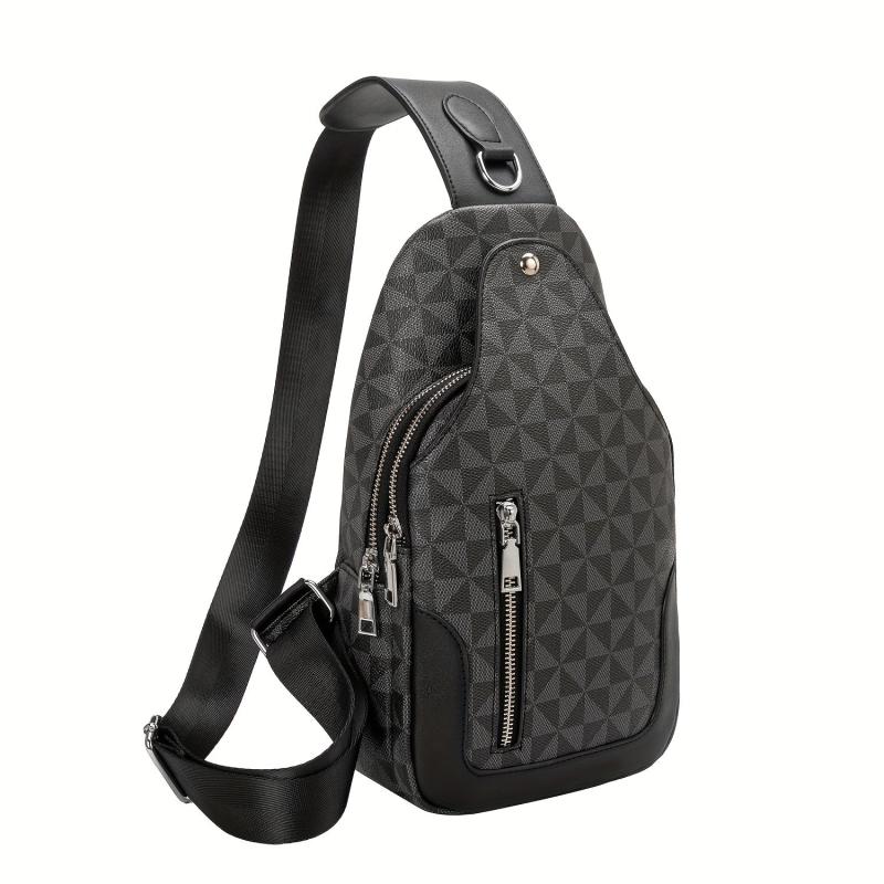 Men's Crossbody Chest Bag Large Checkered Backpack