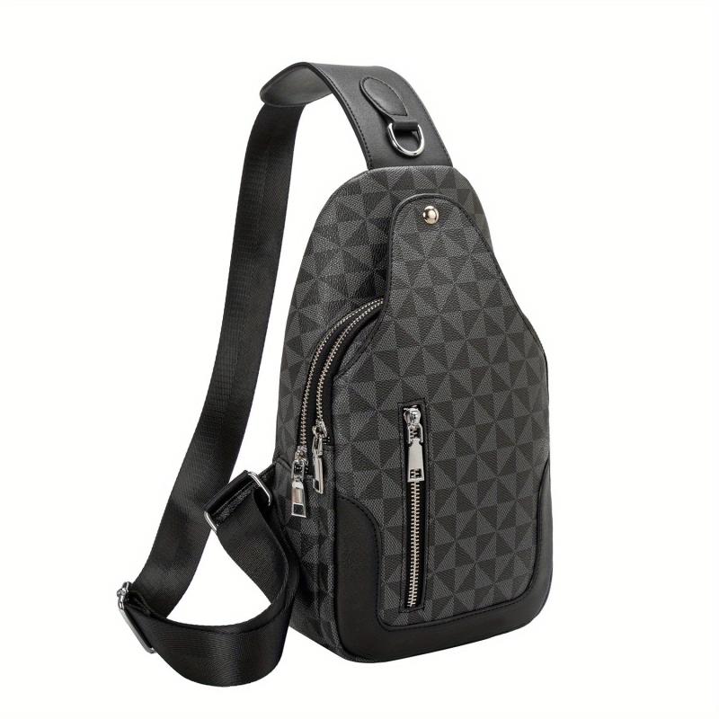 Men's Crossbody Chest Bag Large Checkered Backpack