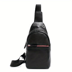 Men's Leather Crossbody Bag Chest Bag with Earphone Hole