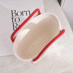 Rainbow Tote Beach Travel Bag Woven Picnic Basket