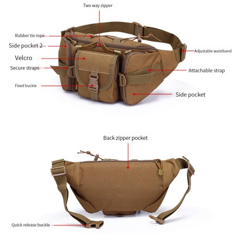 Men's Tactical Waist Bag Waterproof Shoulder Pack for Sports Hiking