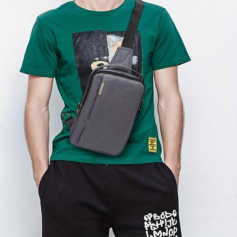 Men's Canvas Chest Bag Crossbody for Sports Outdoor Fitness Travel