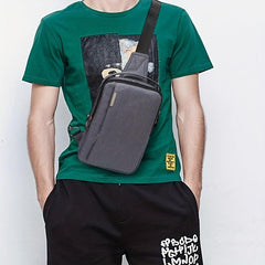 Men's Canvas Chest Bag Crossbody for Sports Outdoor Fitness Travel