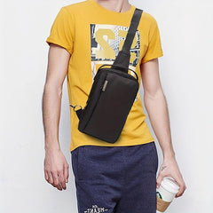 Men's Canvas Chest Bag Crossbody for Sports Outdoor Fitness Travel