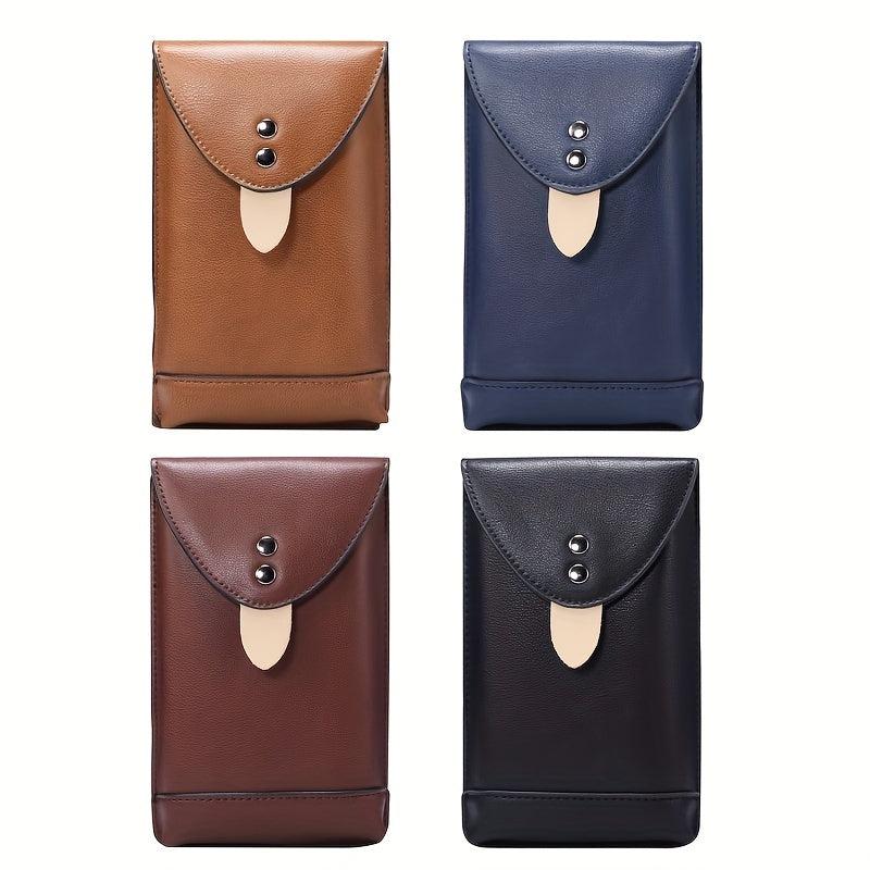 Vintage Men's PU Leather Phone Bag Sports Waist Bag