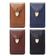 Vintage Men's PU Leather Phone Bag Sports Waist Bag