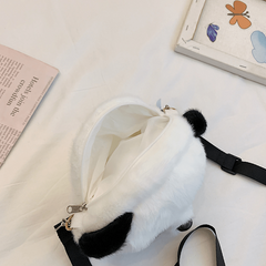Panda Shape Crossbody Bag Plush Diagonal Bag Women's Single Shoulder Bag