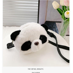 Panda Shape Crossbody Bag Plush Diagonal Bag Women's Single Shoulder Bag