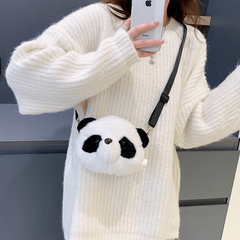 Panda Shape Crossbody Bag Plush Diagonal Bag Women's Single Shoulder Bag