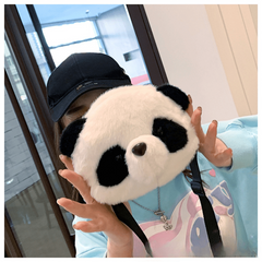 Panda Shape Crossbody Bag Plush Diagonal Bag Women's Single Shoulder Bag