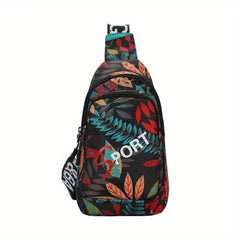 Floral Printed Chest Bag Earphone Hole Men Crossbody Bag
