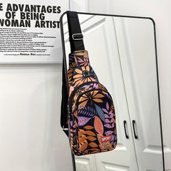 Floral Printed Chest Bag Earphone Hole Men Crossbody Bag