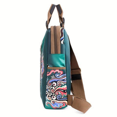 Vintage Flower & Letter Print Nylon Backpack for Work & Travel