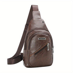 Men's Leather Crossbody Bag Casual Chest Bag Large Capacity Satchel