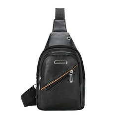 Men's Leather Crossbody Bag Casual Chest Bag Large Capacity Satchel