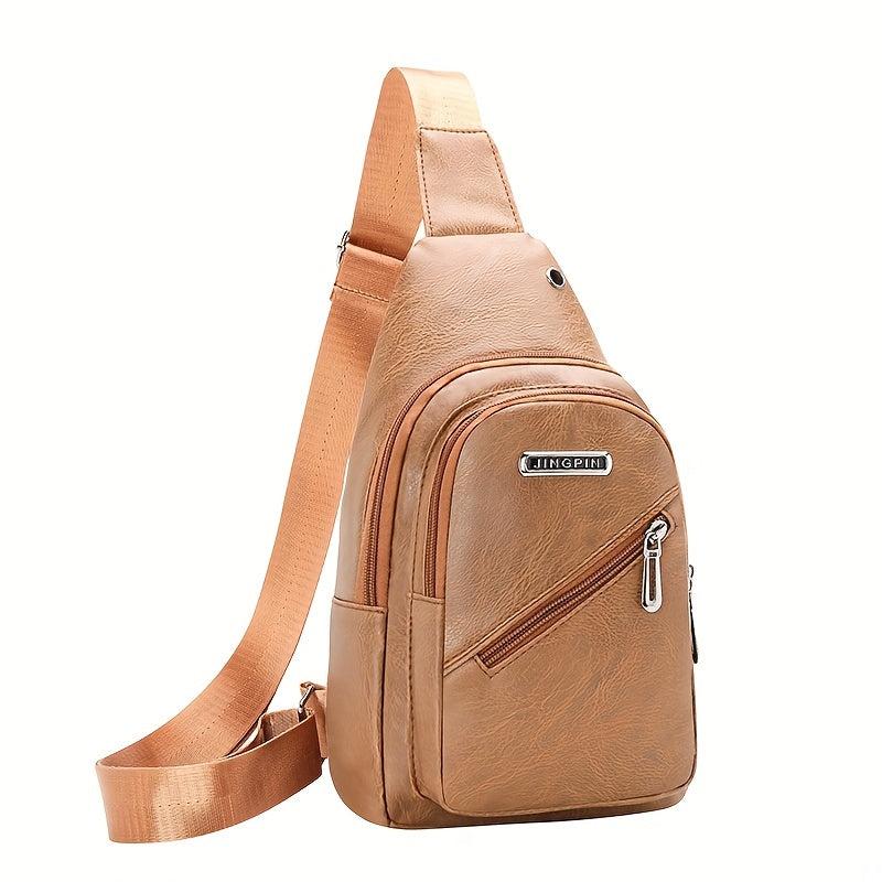 Men's Leather Crossbody Bag Casual Chest Bag Large Capacity Satchel