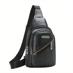 Men's Leather Crossbody Bag Casual Chest Bag Large Capacity Satchel