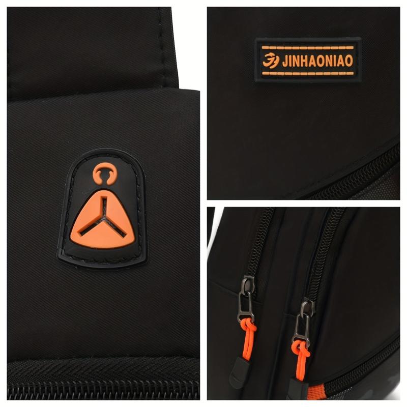 Men's Nylon Chest Bag With Earphone Hole Outdoor Shoulder Bag