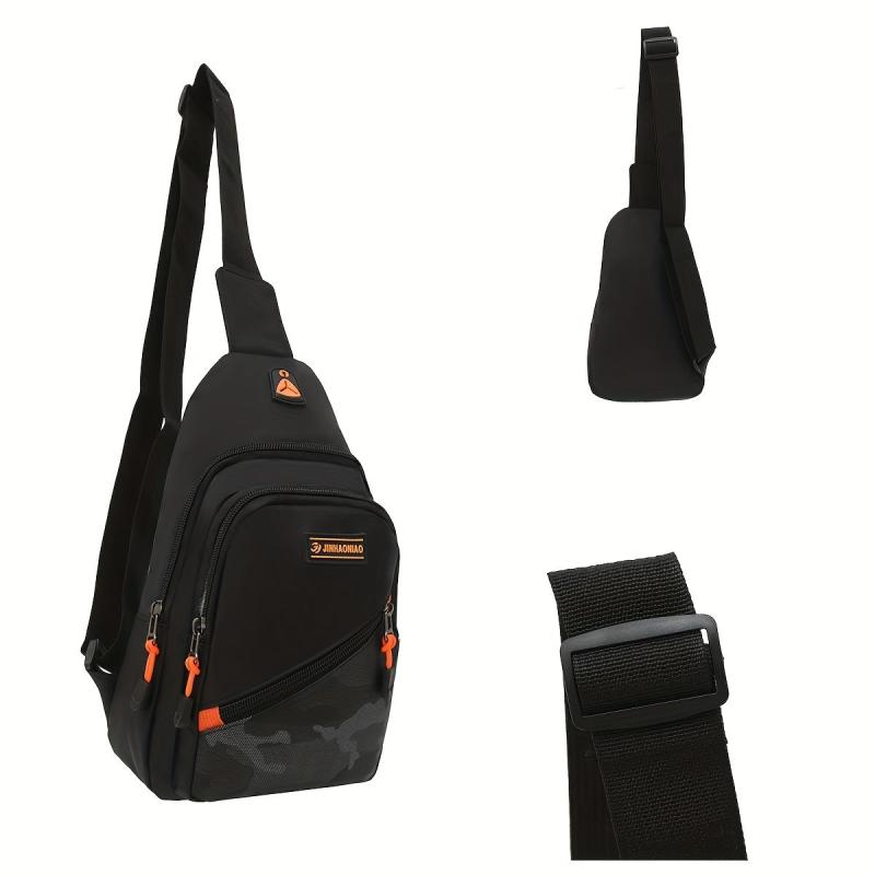 Men's Nylon Chest Bag With Earphone Hole Outdoor Shoulder Bag